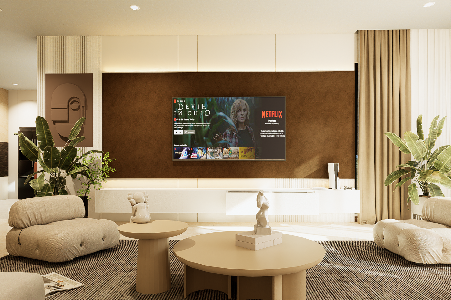 Residential media wall and lounge